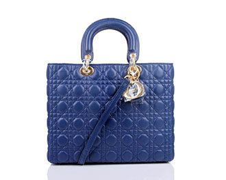 replica jumbo lady dior lambskin leather bag 6322 royablue with gold hardware - Click Image to Close
